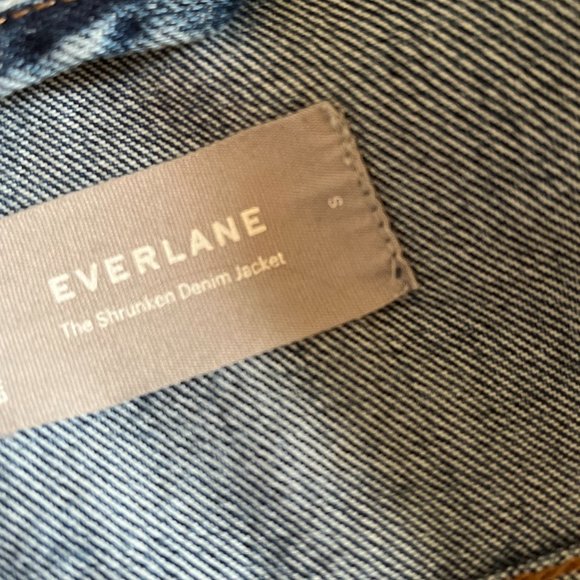 Everlane "Shrunken Denim Jacket" | Dark Indigo Cropped Jean Jacket | Size Small - Picture 4 of 12